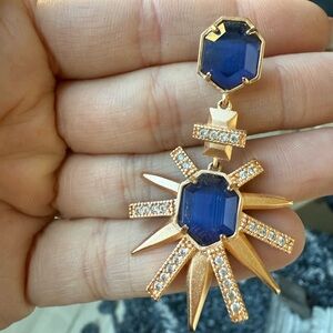 Kendra Scott Allie earrings rose gold navy blue